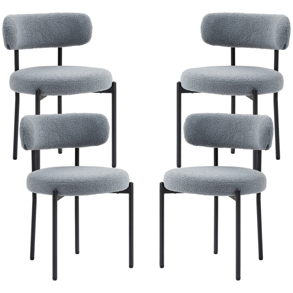 Cruz Modern Dining Chairs with Berber-Fleece Back-Set of 4-Grey