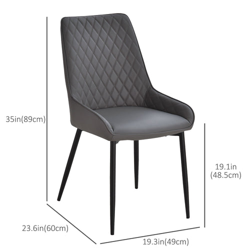 Blake Modern Dining Chairs Set of 2 with Diamond Tufting and Steel Legs-Grey