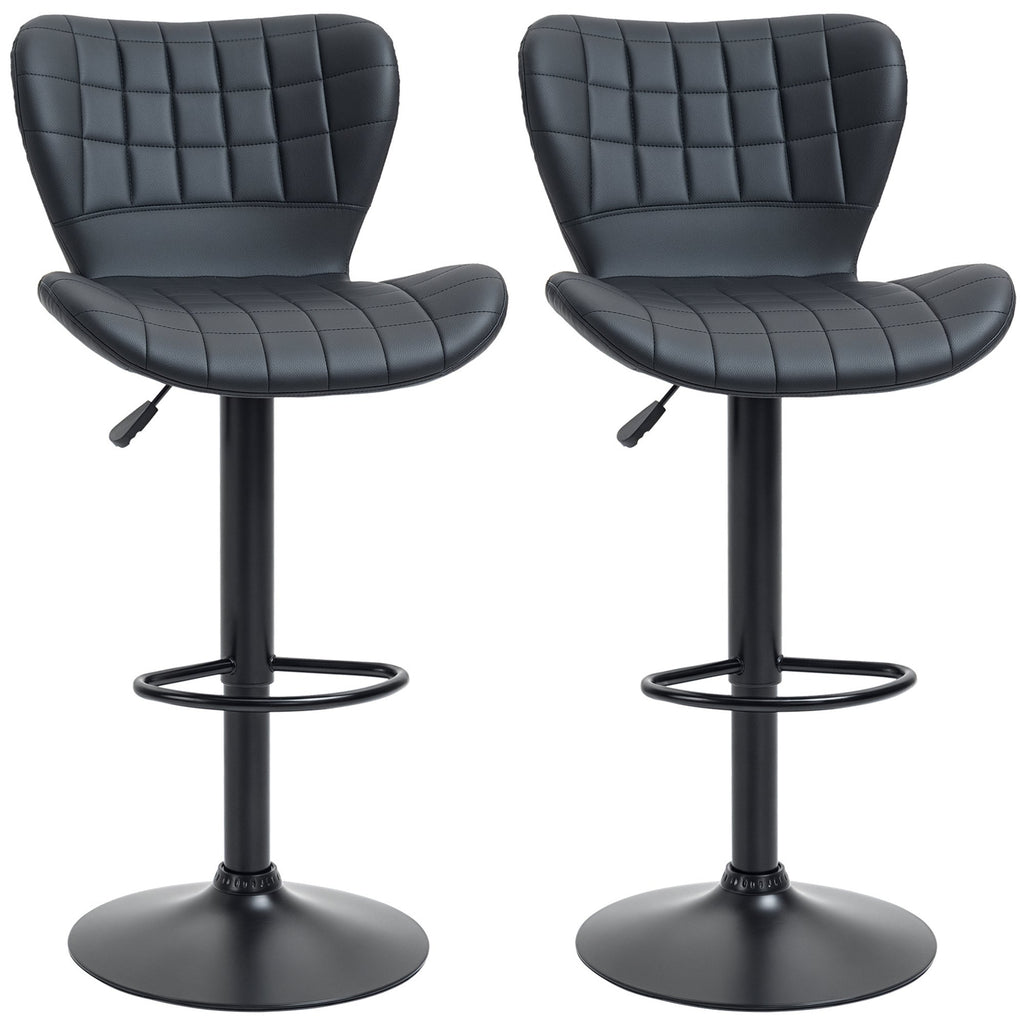 Avion Counter/Barstools with Adjustable Height and Swivel-Set of 2-Black