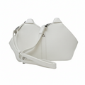 Claudia pure white genuine leather geometric handbag set with wrist strap — Annick Levesque