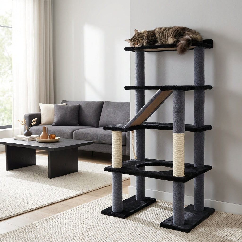 Maine Coon 65" Cat Tower - 5-Level Cat Tree
