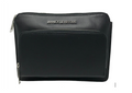 Carmen medium black genuine leather crossbody wallet bag with dual zippers — Annick Levesque