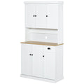 Denver 71" Kitchen Storage Cabinet with Hutch-White/Oak