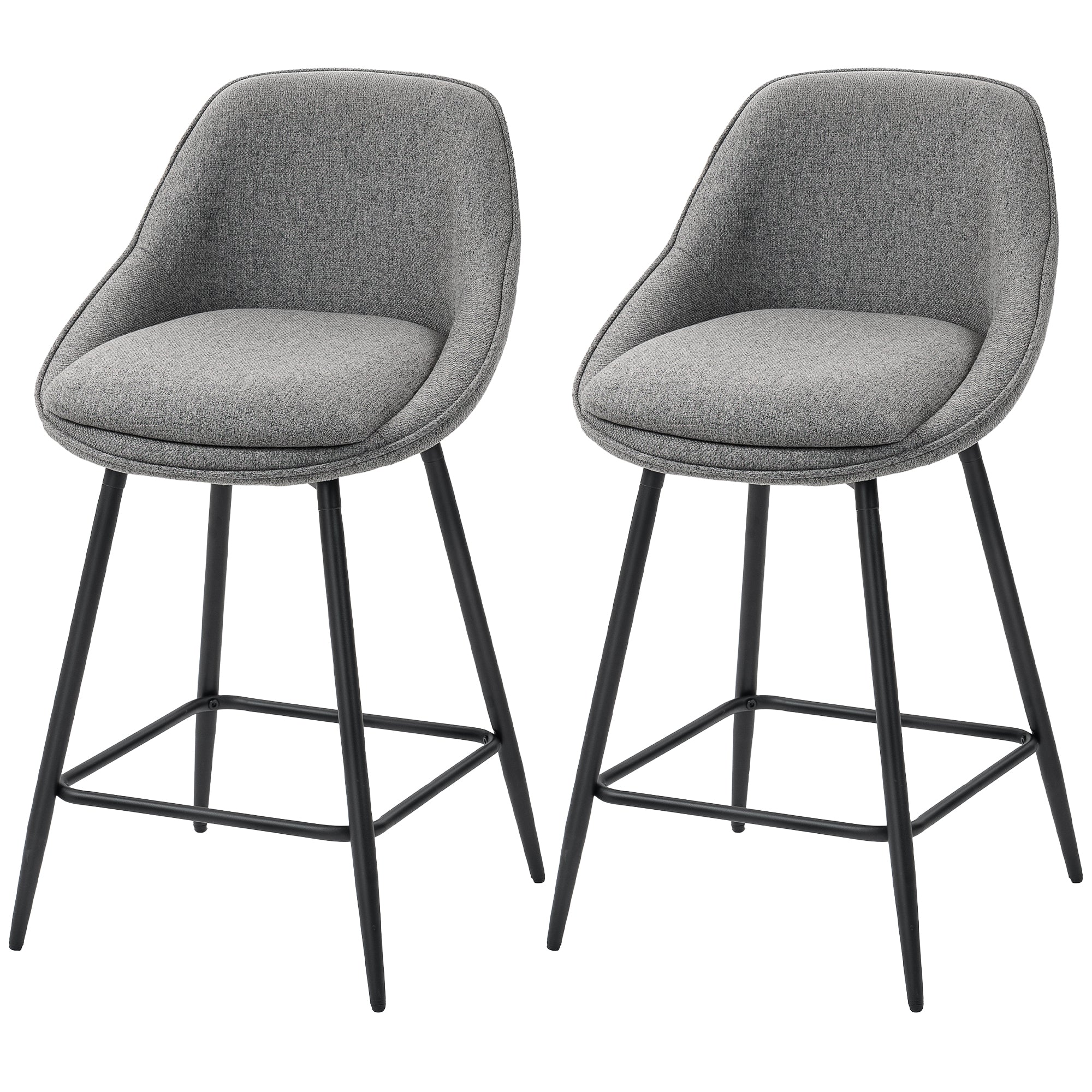 Reece 26" Counter Height Stools with Swivel and Backrest-Set of 2-Dark Grey