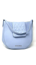 Isabelle pale blue genuine leather 2-in-1 handbag with flap front — Annick Levesque