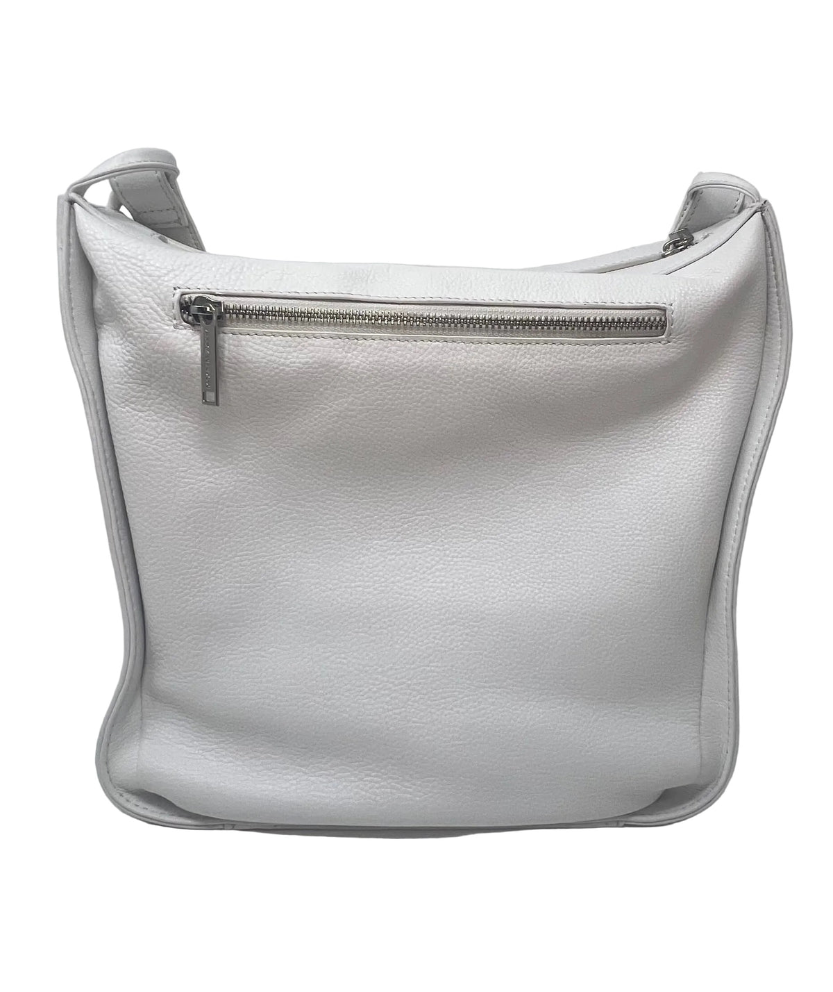 "Julie Soft Crossbody Hobo Bag in white with silver hardware — full-grain aniline leather hobo bag designed in Montreal by Annick Levesque"