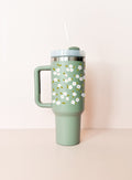 40oz Insulated Tumbler - Sage Bloom White