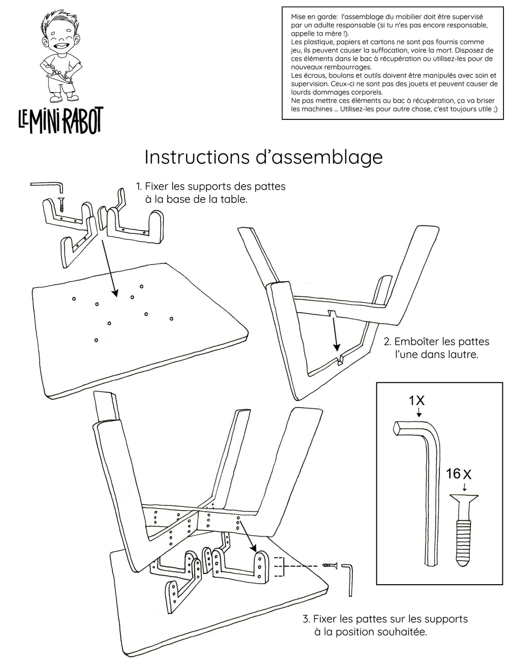 Mini Curieux Adjustable Wooden Table and Chair Kit for Kids