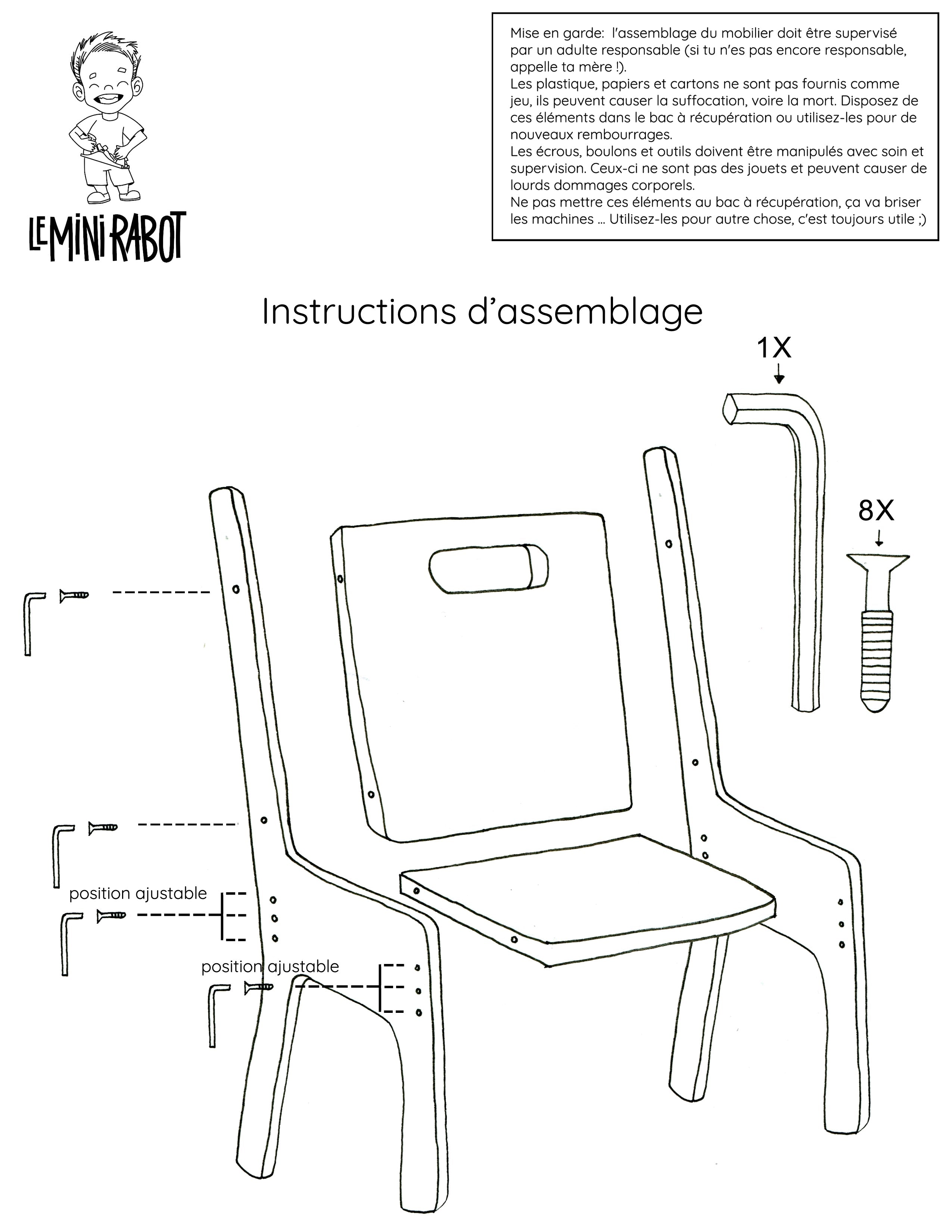 Mini Curieux Adjustable Wooden Table and Chair Kit for Kids
