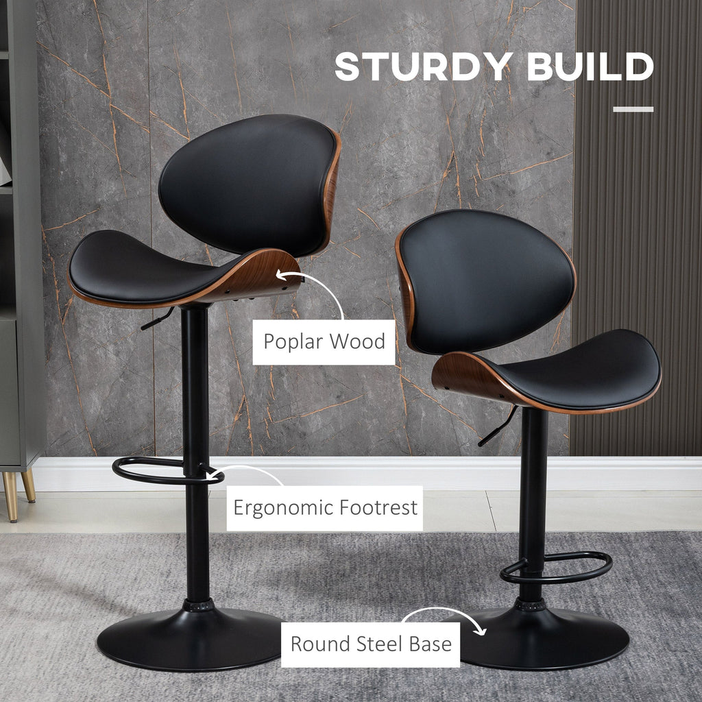 Alpine Modern Adjustable Counter/Bar Stools with Swivel Seat-Set of 2-Black