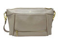 Elena champagne genuine leather crossbody bag with gold hardware and adjustable strap — Annick Levesque