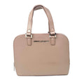 Justine platinum rose genuine leather handbag with dual top handles — Annick Levesque