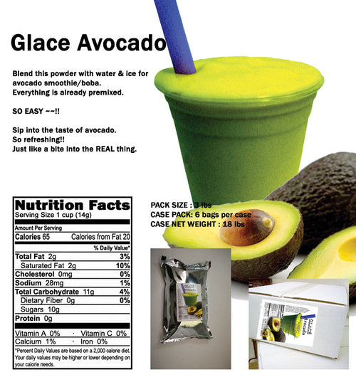 Avocado 4 in 1 Mix for Bubble Tea, Smoothies, Lattes and Frappes, 3 lbs. Bag (Case 6 x 3 lbs. Bags)  - Ships Free Within Canada on Orders Above CAD $199