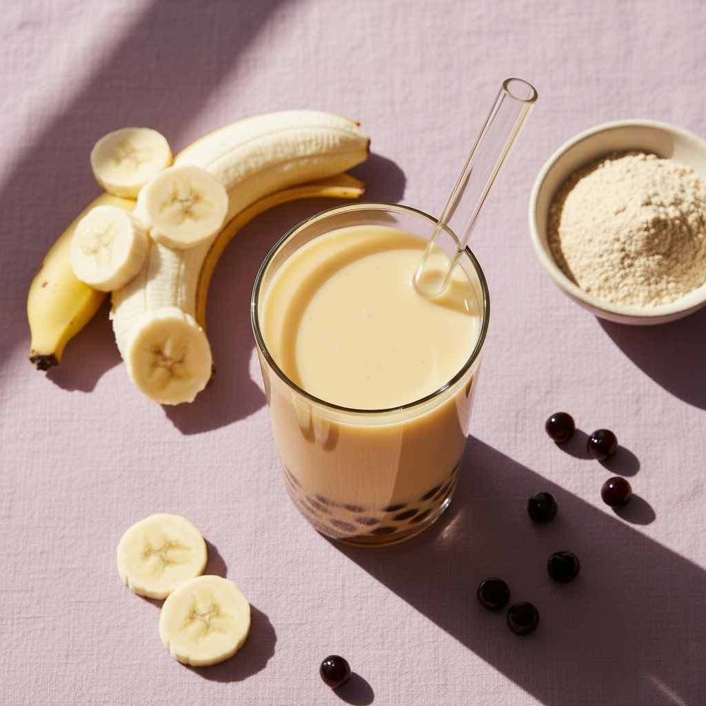 Banana Bubble Tea Flat Lay - Lavender