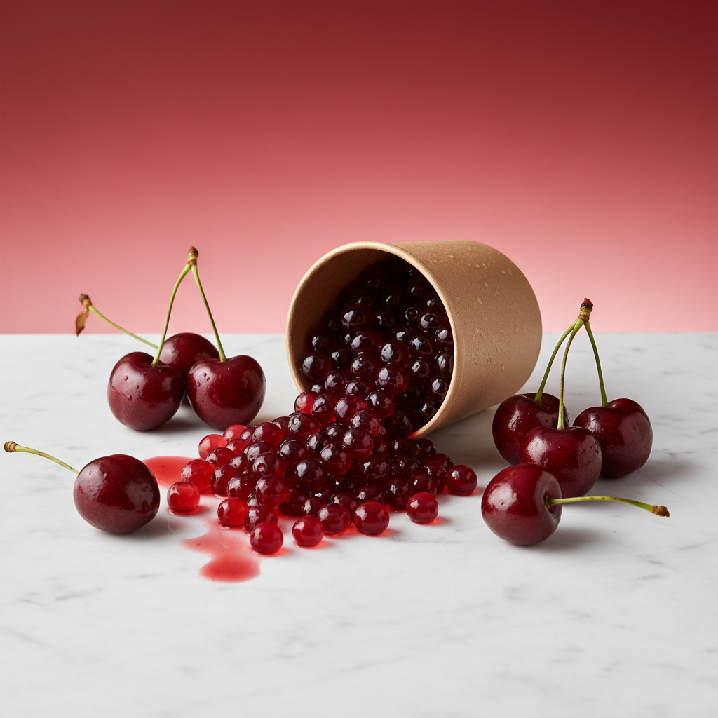 Cherry Boba Flat Lay