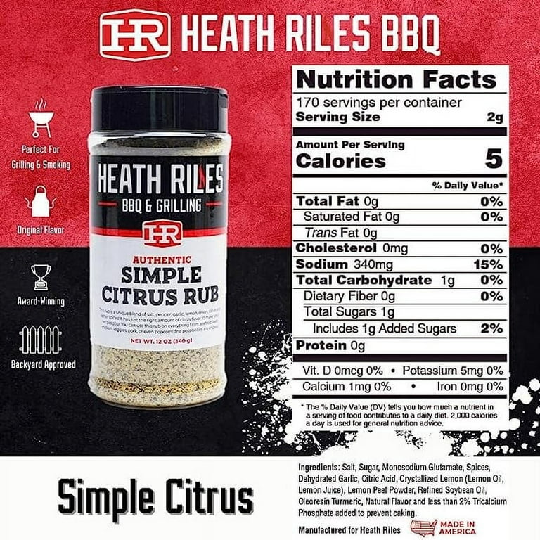 Heath Riles Simple Citrus Barbecue Rub, 12 oz