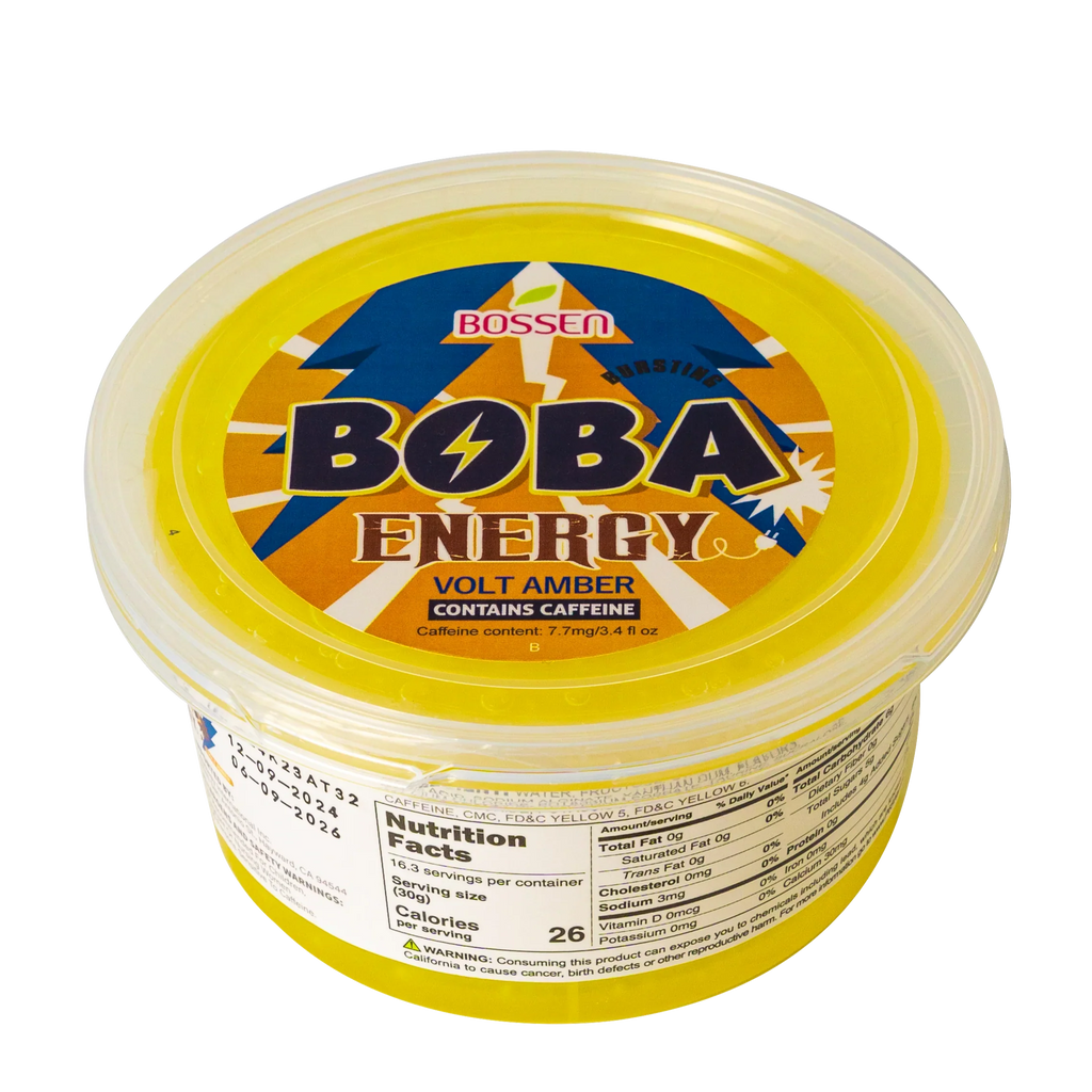 Volt Amber Bursting Boba ENERGY | Caffeinated Popping Boba | Foodservice Bossen Canada Distribution | Ships Free Within Canada on Orders Above CAD $199