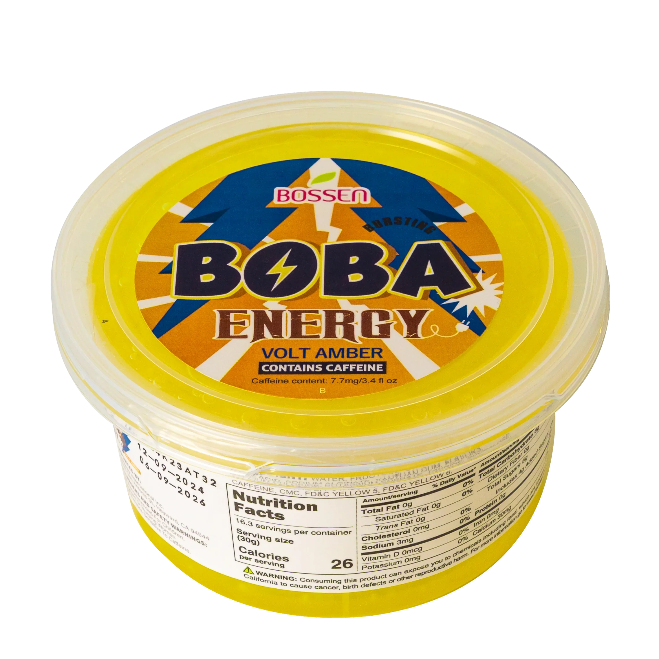 Volt Amber Bursting Boba ENERGY | Caffeinated Popping Boba | Foodservice Bossen Canada Distribution | Ships Free Within Canada on Orders Above CAD $199