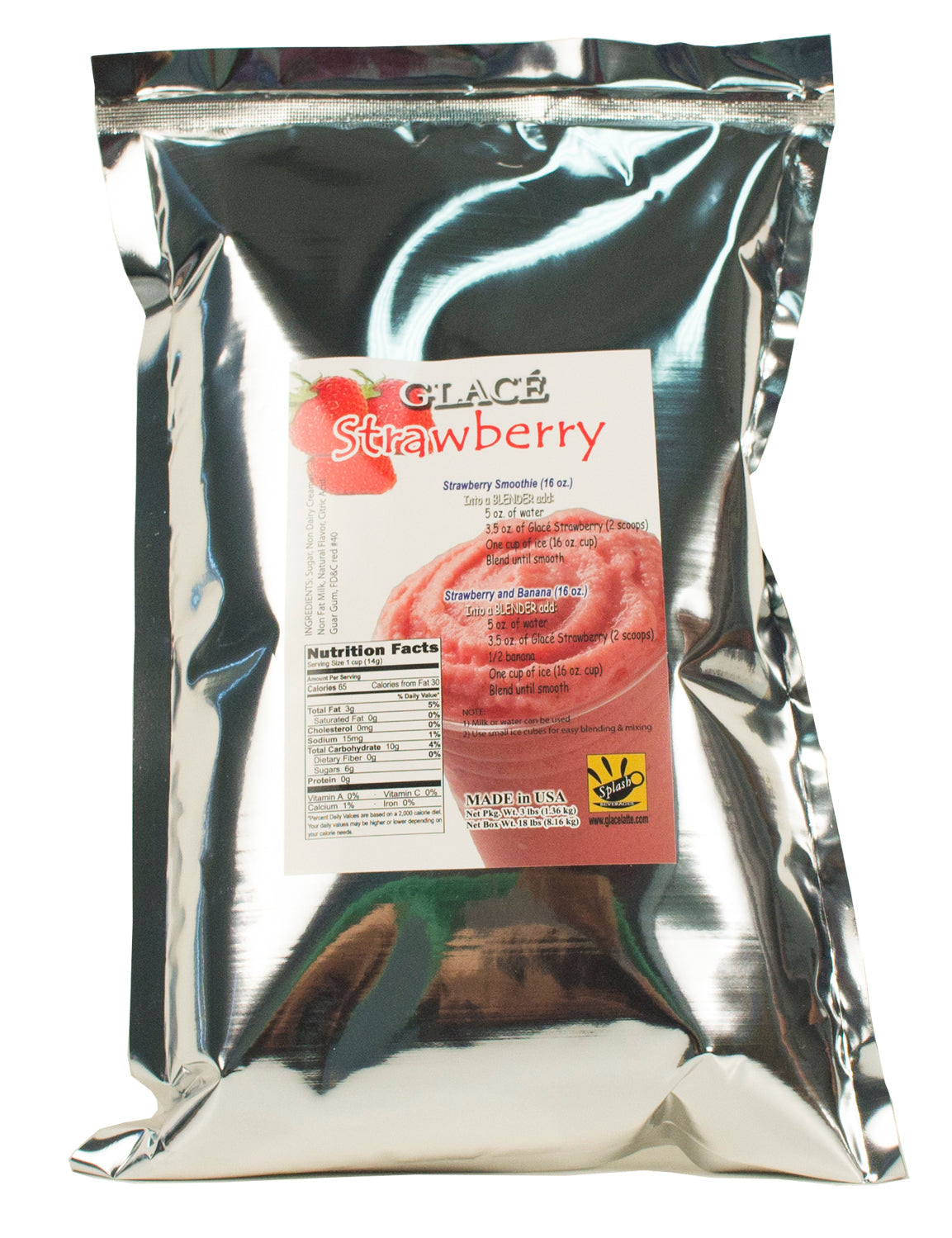 Strawberry 4 in 1 Mix for Bubble Tea, Smoothies, Lattes and Frappes, 3 lbs. Bag (Case 6 x 3 lbs. Bags)  - Ships Free Within Canada on Orders Above CAD $199