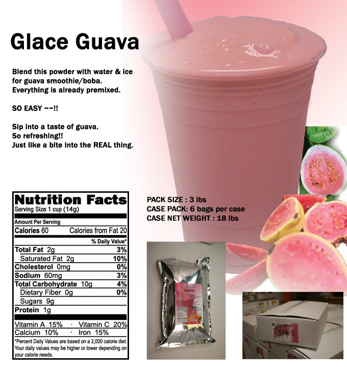Guava 4 in 1 Mix for Bubble Tea, Smoothies, Lattes and Frappes, 3 lbs. Bag (Case 6 x 3 lbs. Bags)  - Ships Free Within Canada on Orders Above CAD $199