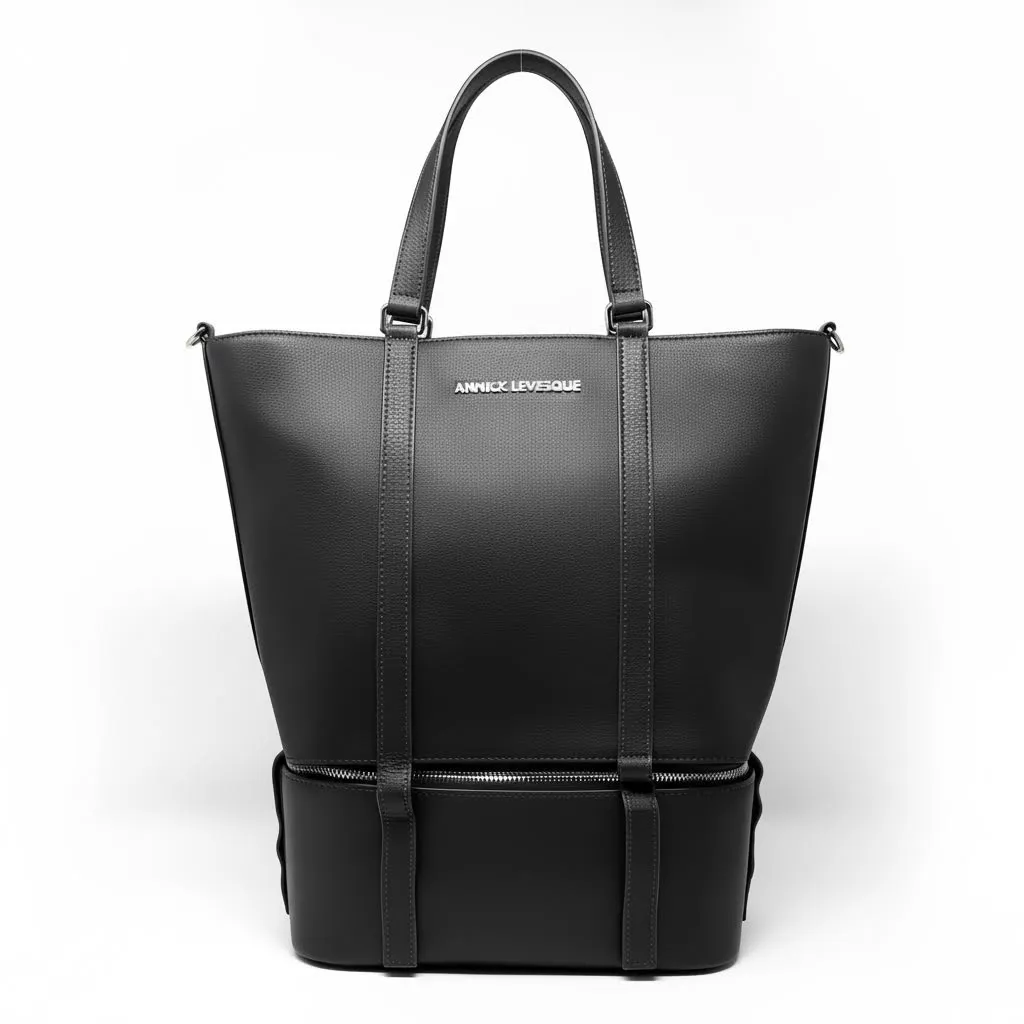 Charlotte 2-in-1 black tote bag with detachable insulated section and top handles — Annick Levesque