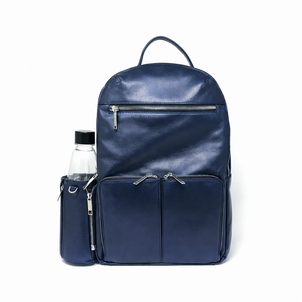 Ralph Navy Blue Leather Backpack — Pre-Order | Annick Levesque