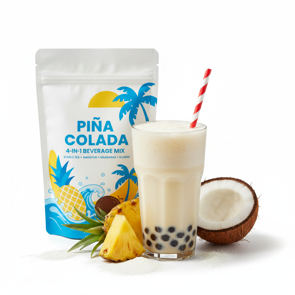 Glace Splash Piña Colada 4-in-1 beverage mix — bubble tea, frappe, latte, and slush powder