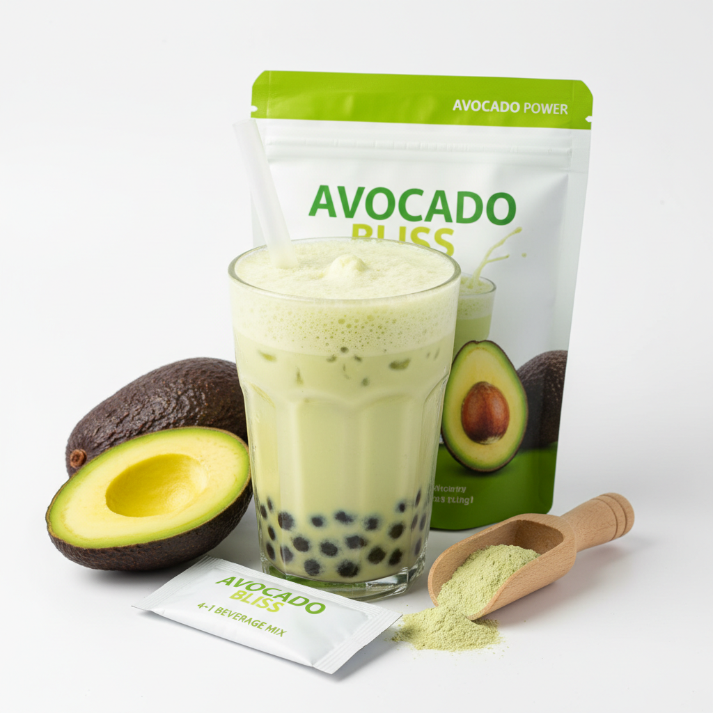 Glace Splash Avocado 4-in-1 beverage mix — bubble tea, frappe, latte, and slush powder