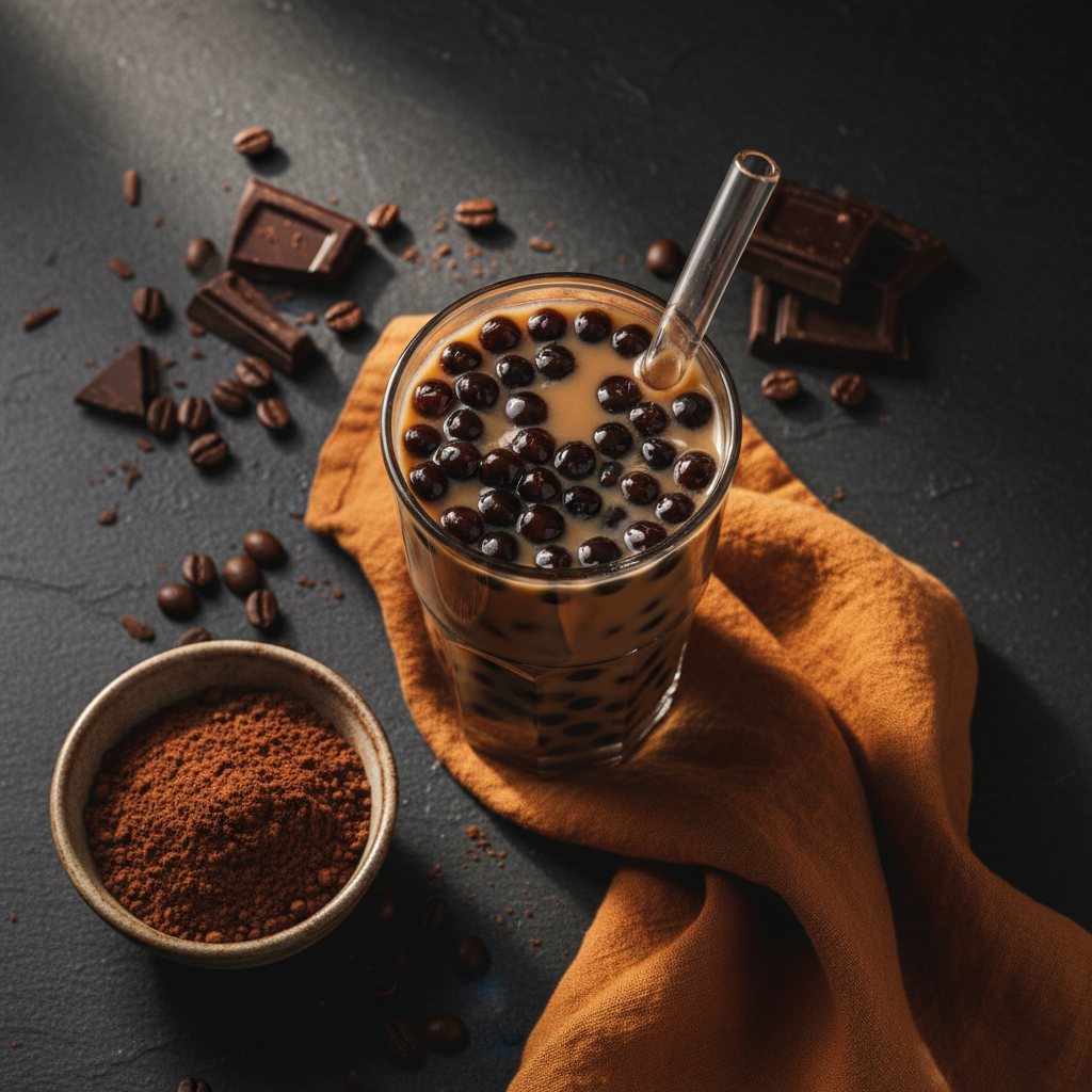 Java Chip Bubble Tea Flat Lay