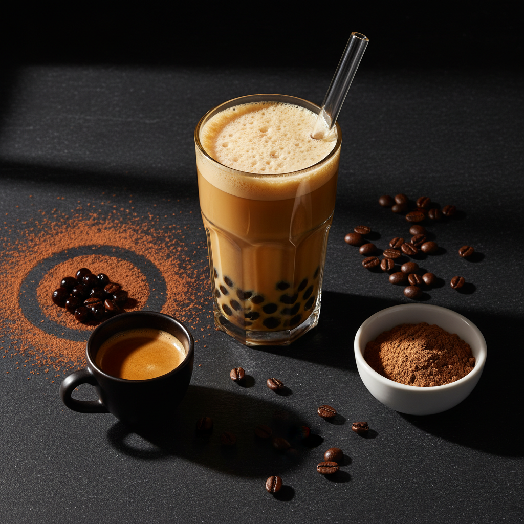 Latte Coffee Bubble Tea Flat Lay