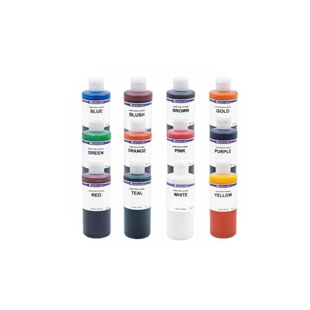12-Unit Liquid Food Color Assortment, Variety Pack, 1 ounce, 12 unit per carton - Canadian Distribution - Ships Free Within Canada on Orders Above CAD $199