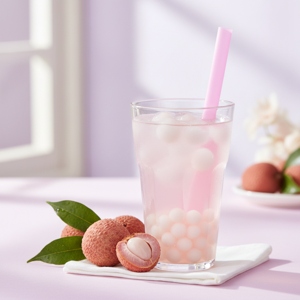 Lychee Bubble Tea Syrup Premium Image