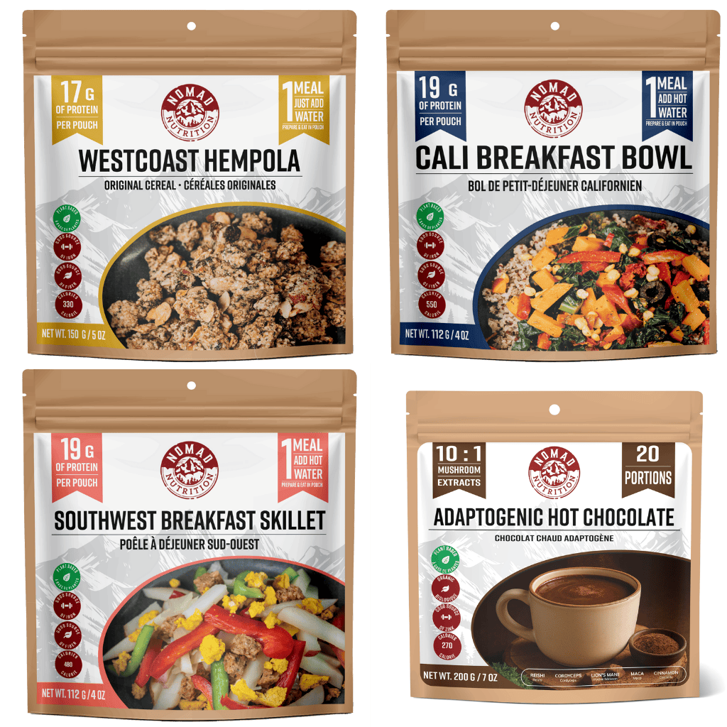 Nomad Nutrition Breakfast Pack | 3 Plant-Based Meals | Camping & Adventure Food