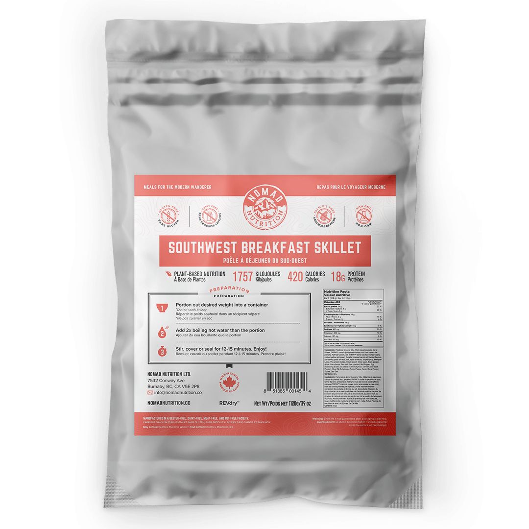 Package of 'Southwest Breakfast Skillet' with a red label on a white background