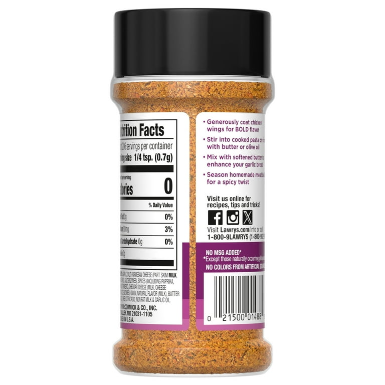 Lawry's Hot Garlic Parmesan Seasoning, 5oz