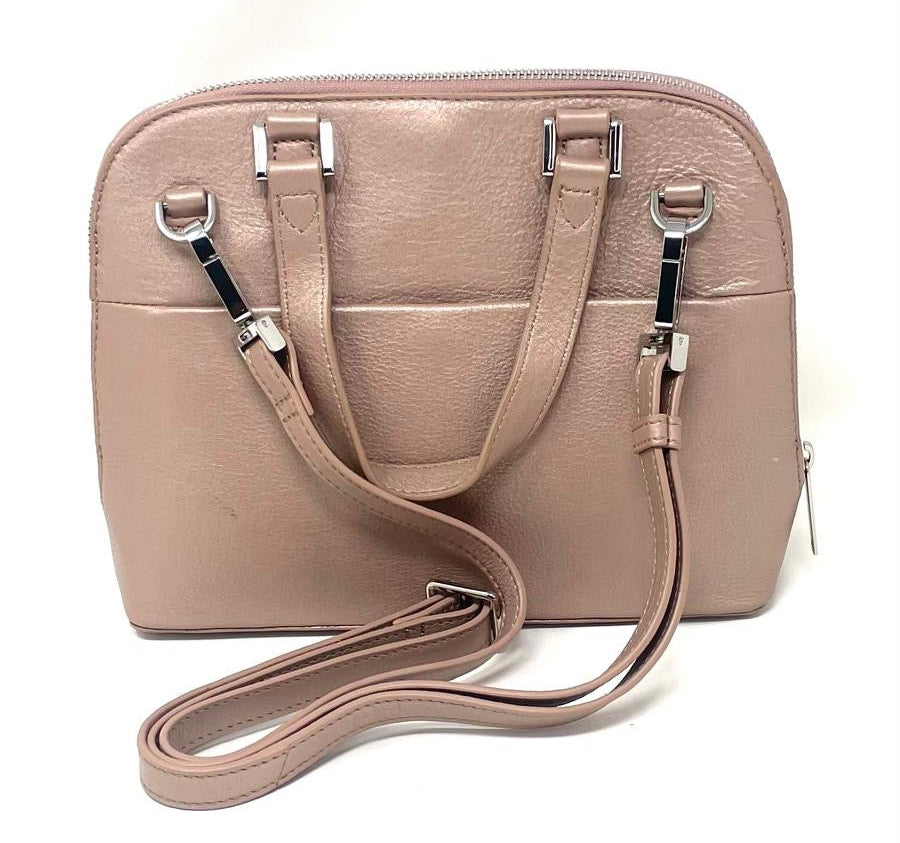 Justine platinum rose structured handbag with shoulder strap — Annick Levesque