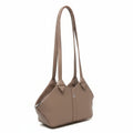 Claudia Platinum Rose genuine leather handbag by Annick Levesque, front view with long shoulder strap