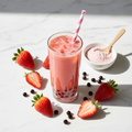 Strawberry Bubble Tea Flat Lay