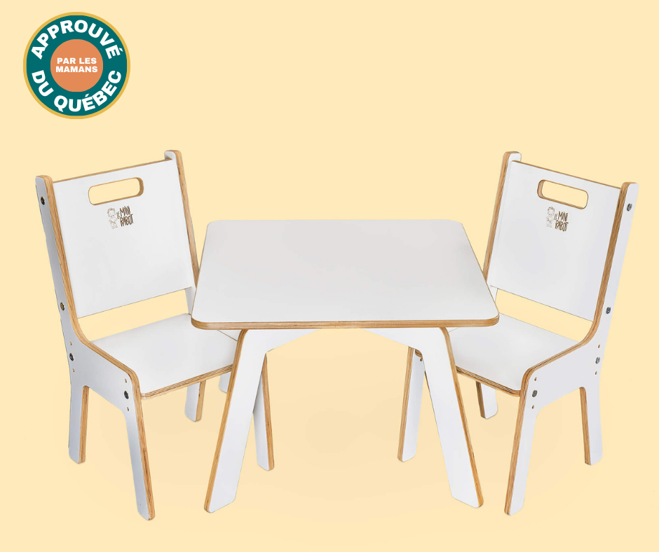Mini Curieux Adjustable Wooden Table and Chair Kit for Kids