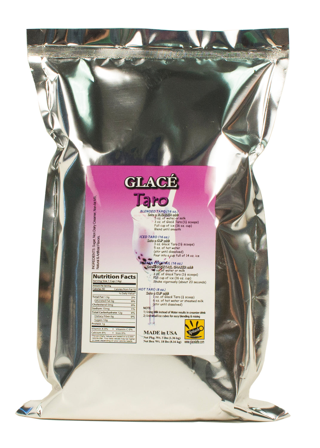 Taro 4 in 1 Mix for Bubble Tea, Smoothies, Lattes and Frappes, 3 lbs. Bag (Case 6 x 3 lbs. Bags)  - Ships Free Within Canada on Orders Above CAD $199